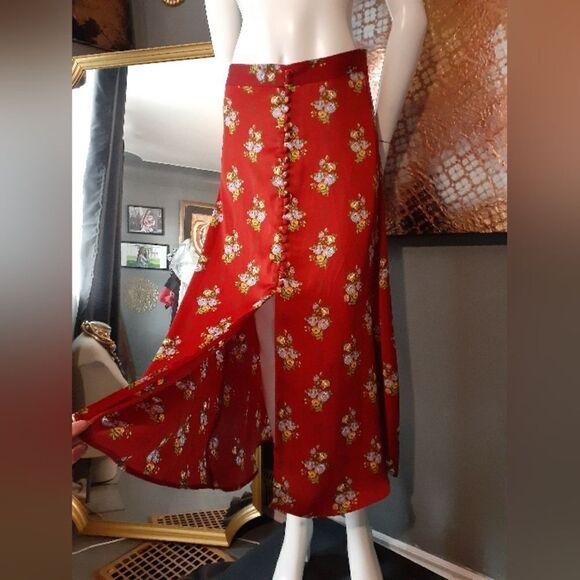 Zara Autumnal Floral Satiny Midi Skirt - Picture 1 of 13